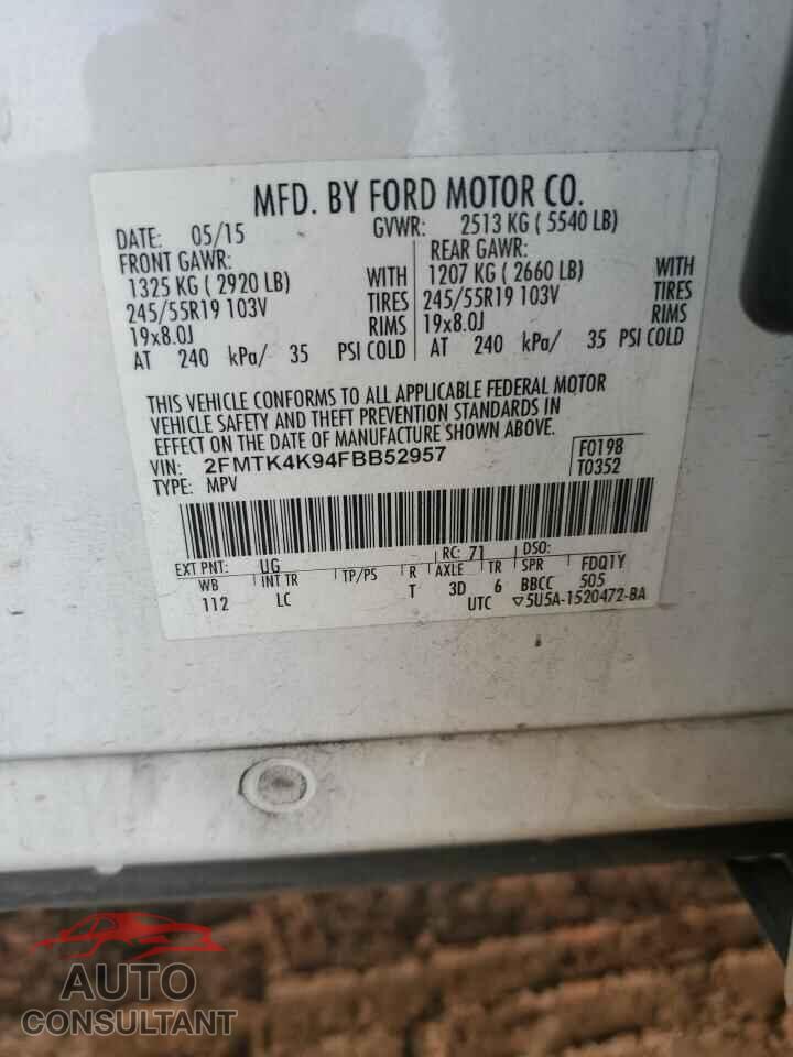 FORD EDGE 2015 - 2FMTK4K94FBB52957