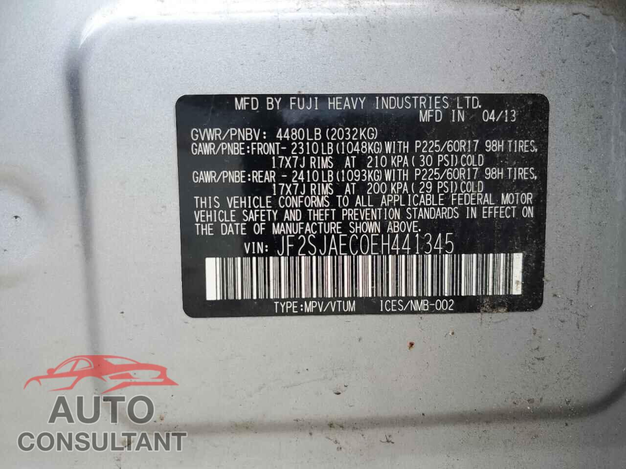 SUBARU FORESTER 2014 - JF2SJAEC0EH441345