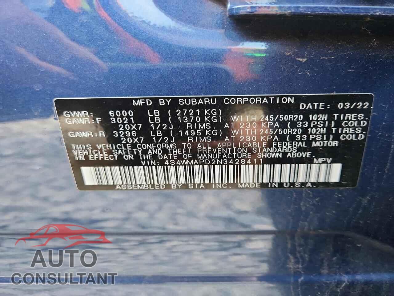 SUBARU ASCENT 2022 - 4S4WMAPD2N3428411