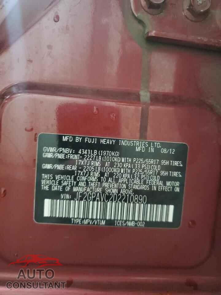 SUBARU XV 2013 - JF2GPAVC2D2210890