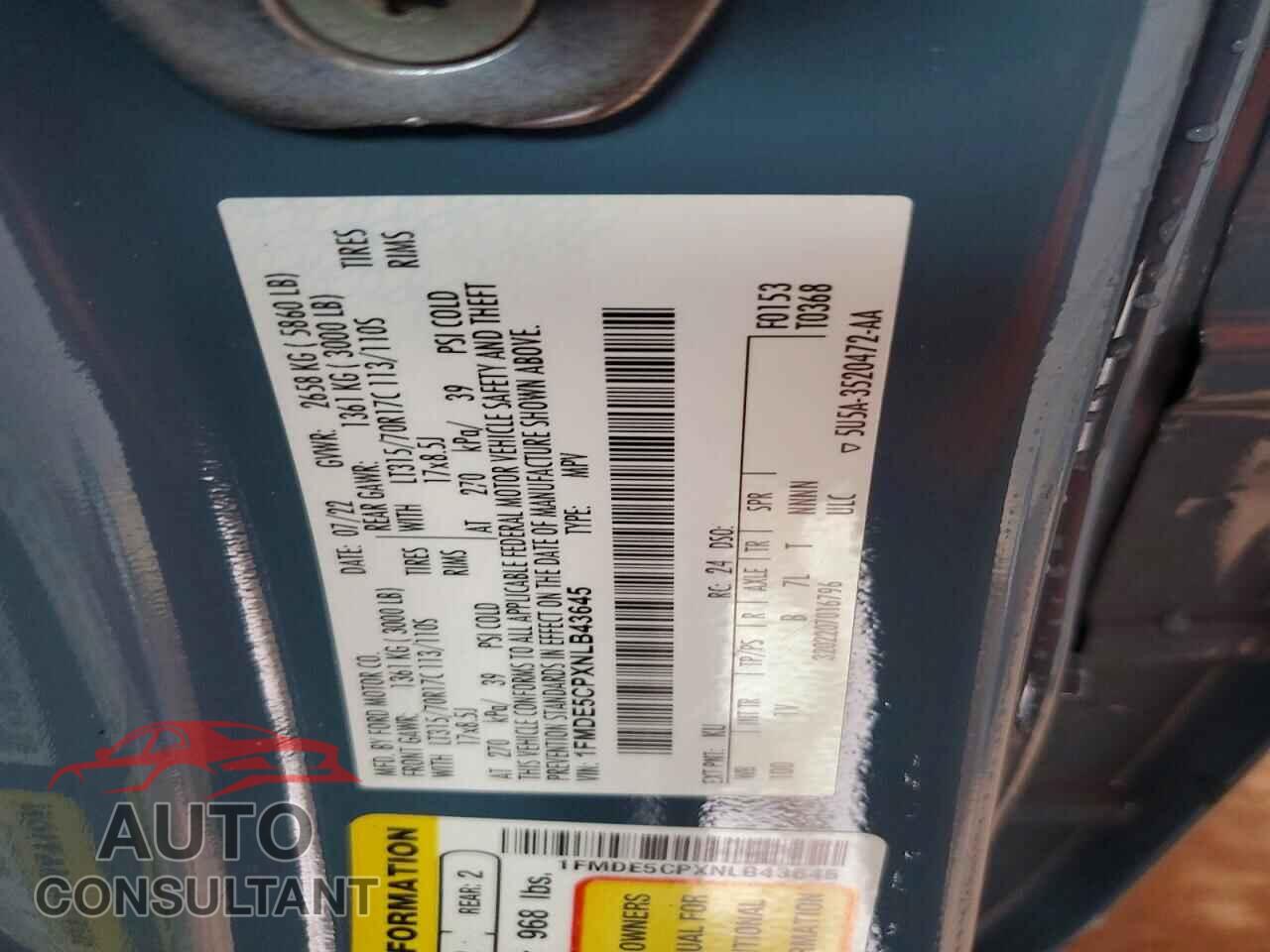 FORD BRONCO 2022 - 1FMDE5CPXNLB43645