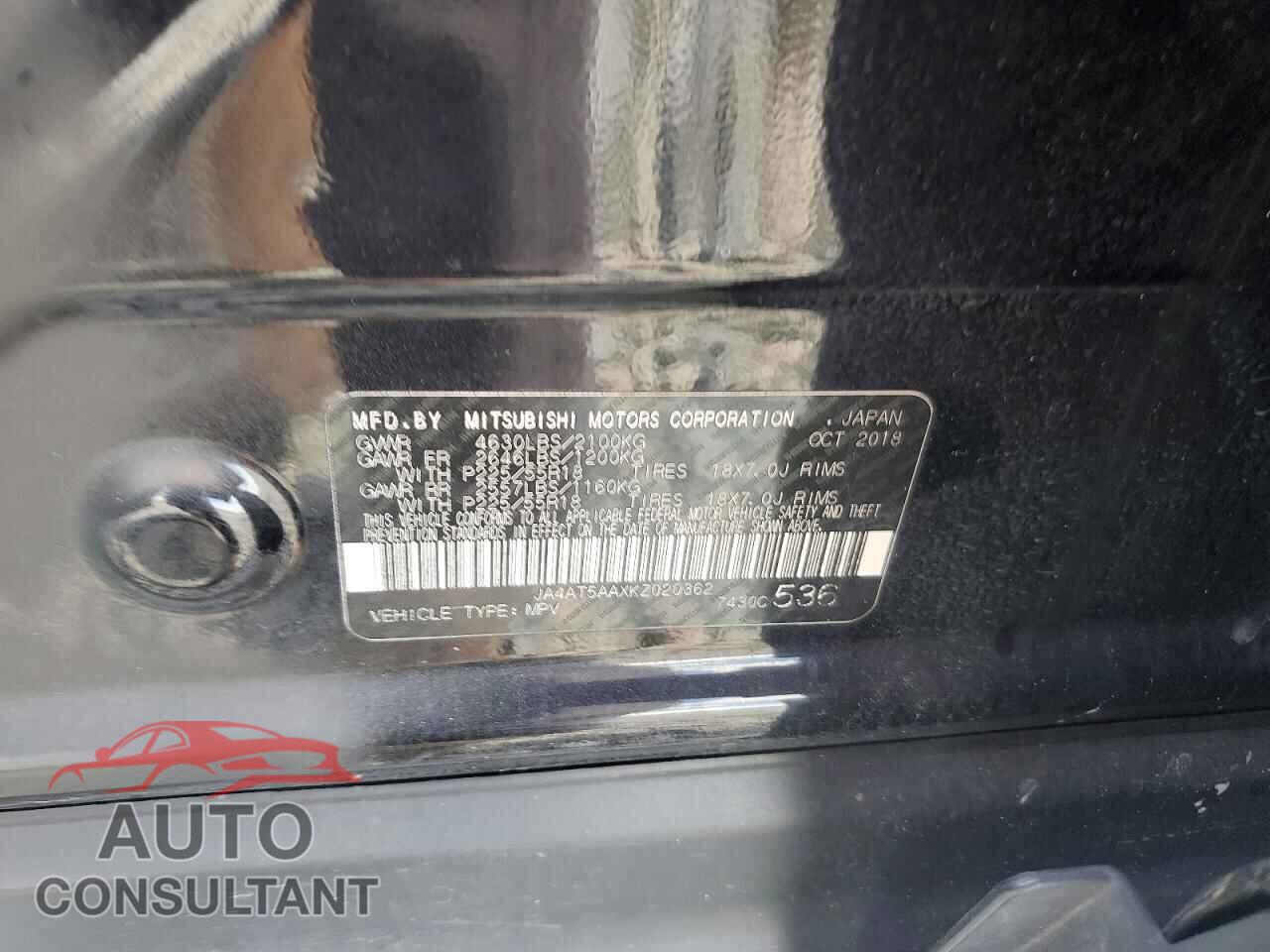 MITSUBISHI ECLIPSE 2019 - JA4AT5AAXKZ020362
