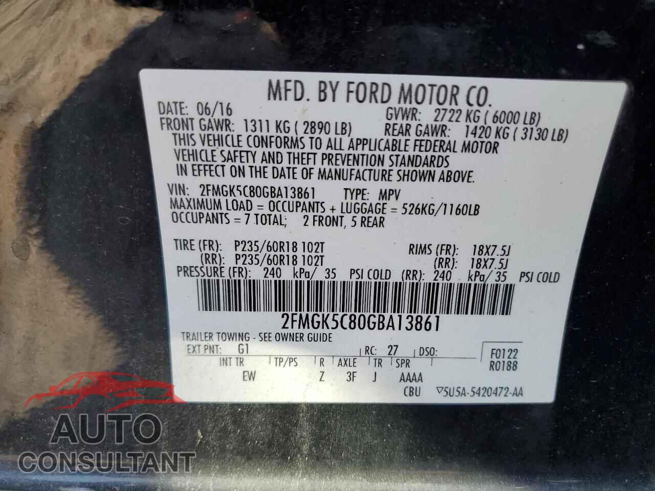 FORD FLEX 2016 - 2FMGK5C80GBA13861
