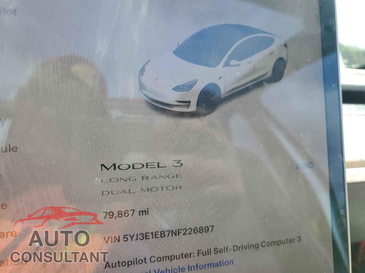 TESLA MODEL 3 2022 - 5YJ3E1EB7NF226897