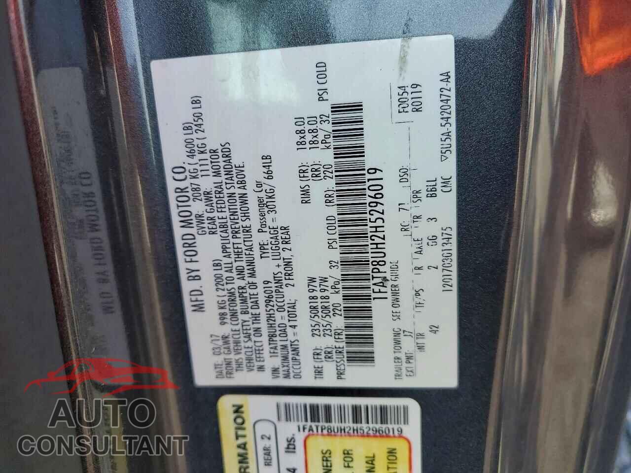 FORD MUSTANG 2017 - 1FATP8UH2H5296019