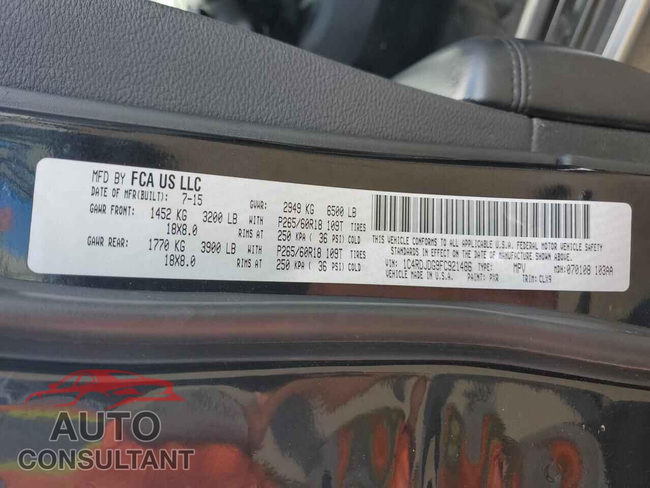 DODGE DURANGO 2015 - 1C4RDJDG9FC921486