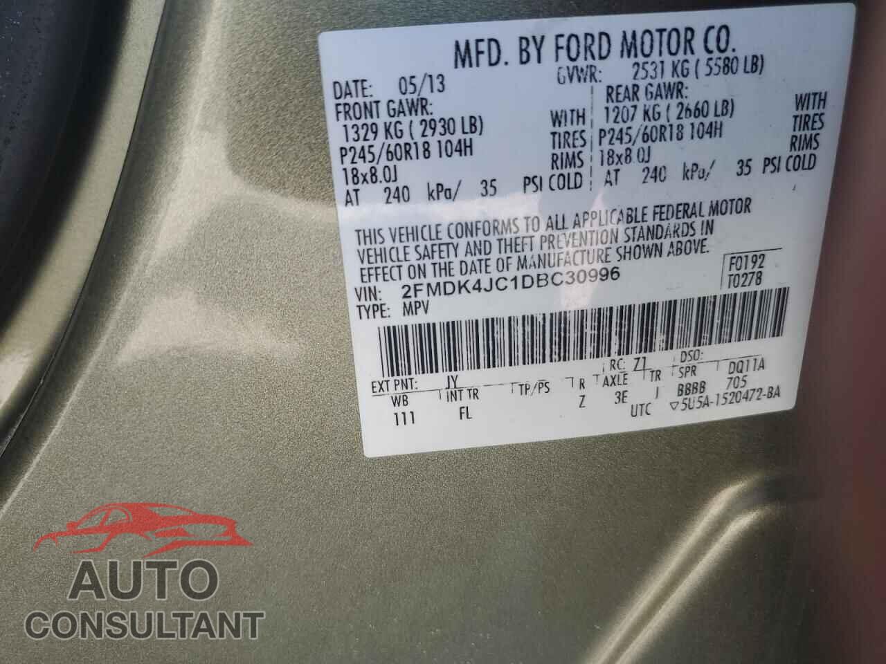 FORD EDGE 2013 - 2FMDK4JC1DBC30996
