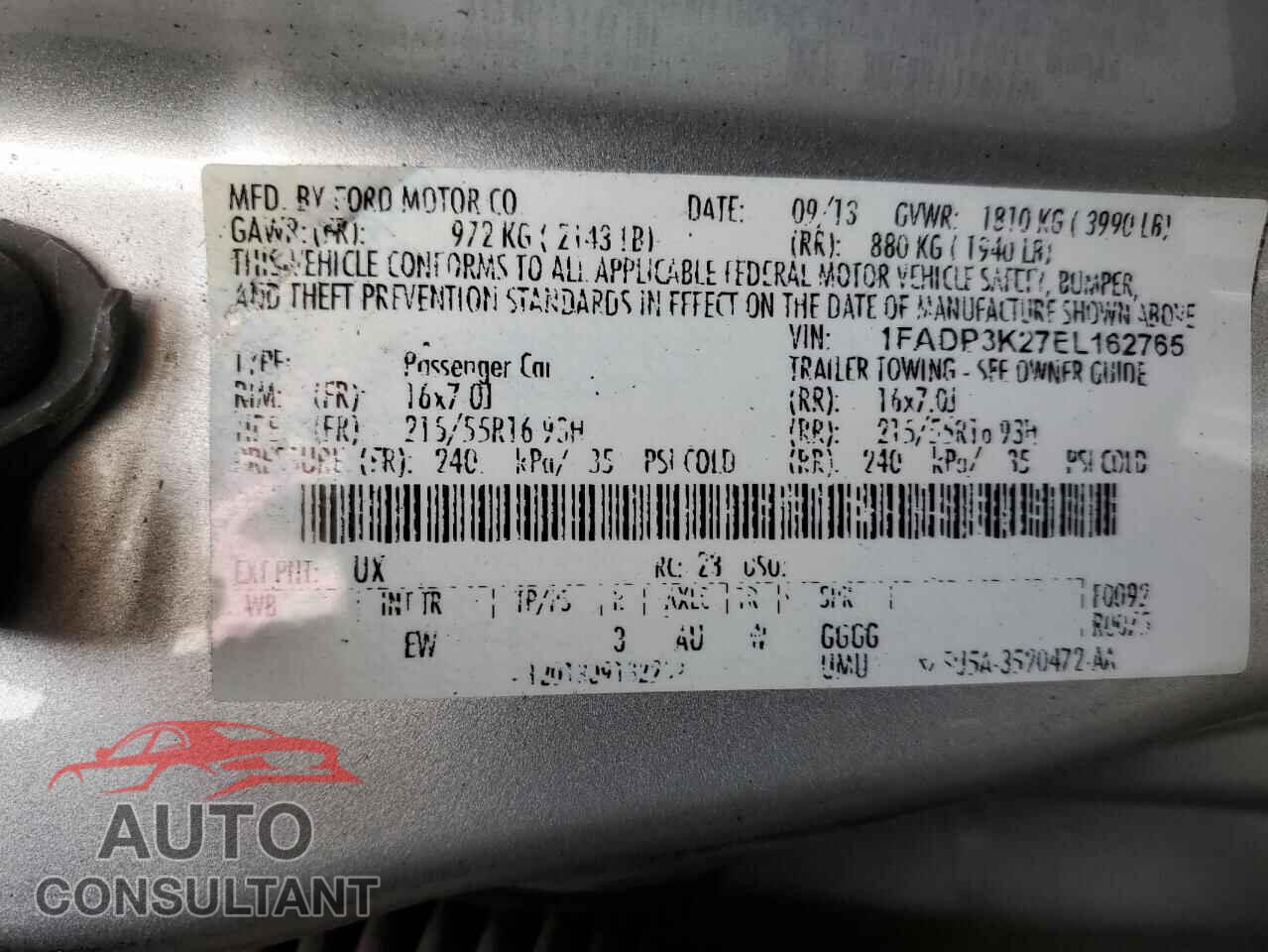 FORD FOCUS 2014 - 1FADP3K27EL162765
