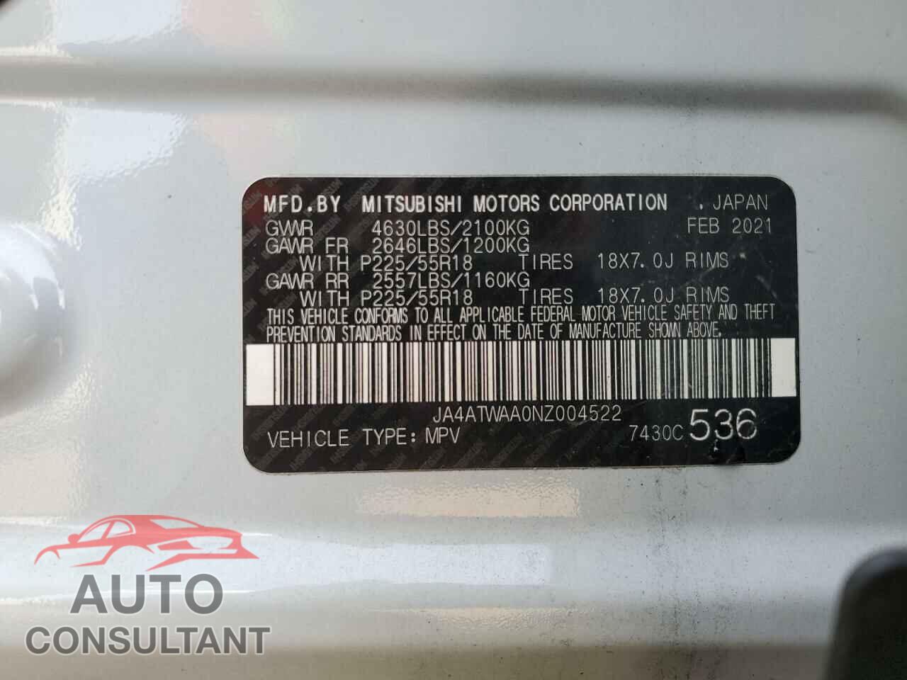 MITSUBISHI ECLIPSE 2022 - JA4ATWAA0NZ004522