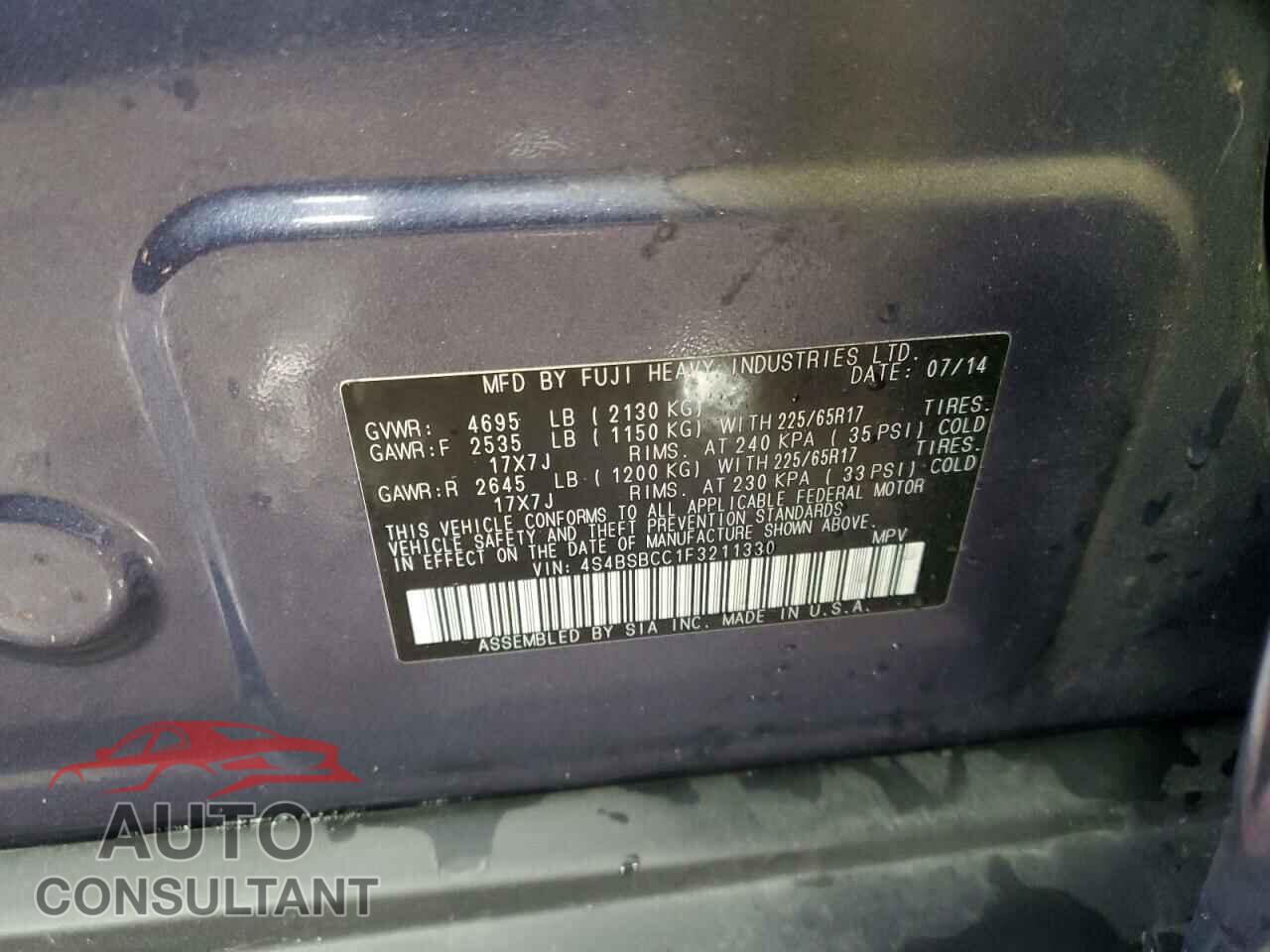 SUBARU OUTBACK 2015 - 4S4BSBCC1F3211330