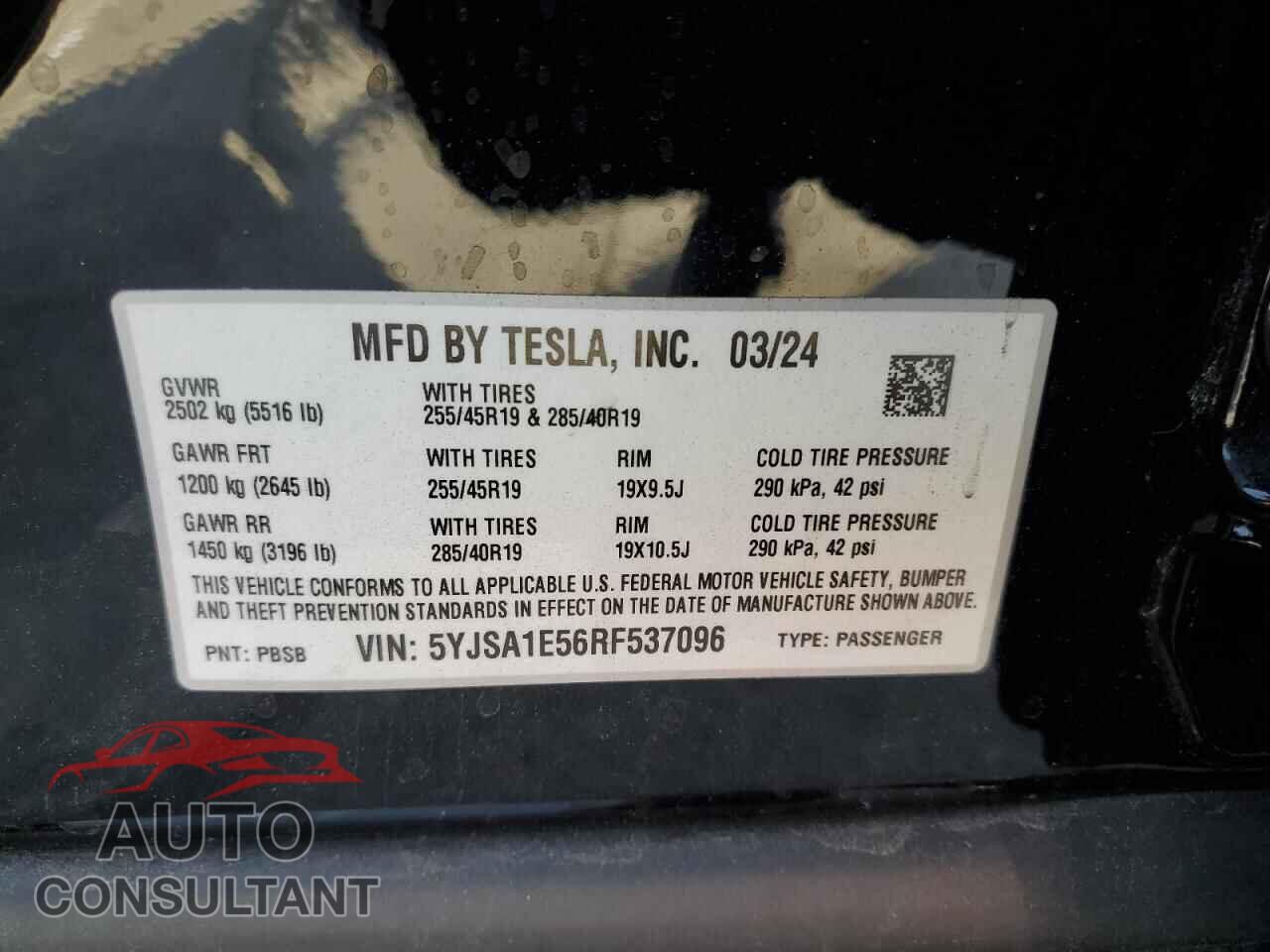 TESLA MODEL S 2024 - 5YJSA1E56RF537096
