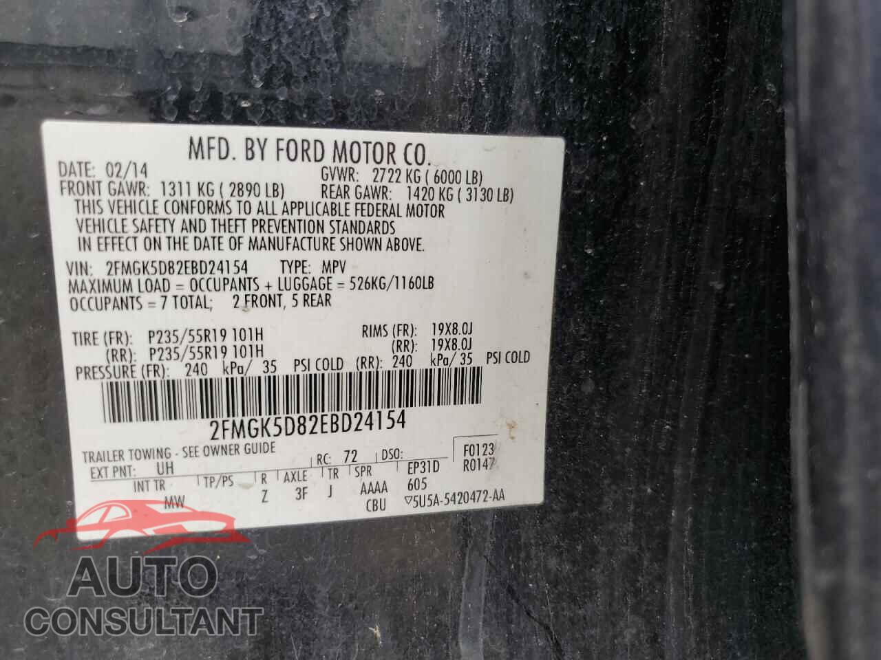 FORD FLEX 2014 - 2FMGK5D82EBD24154