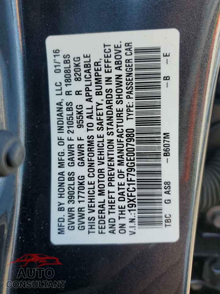 HONDA CIVIC 2016 - 19XFC1F79GE007980