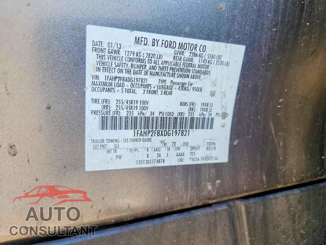 FORD TAURUS 2013 - 1FAHP2F8XDG197821
