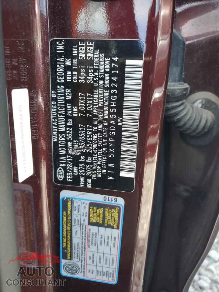 KIA SORENTO 2017 - 5XYPGDA55HG324174