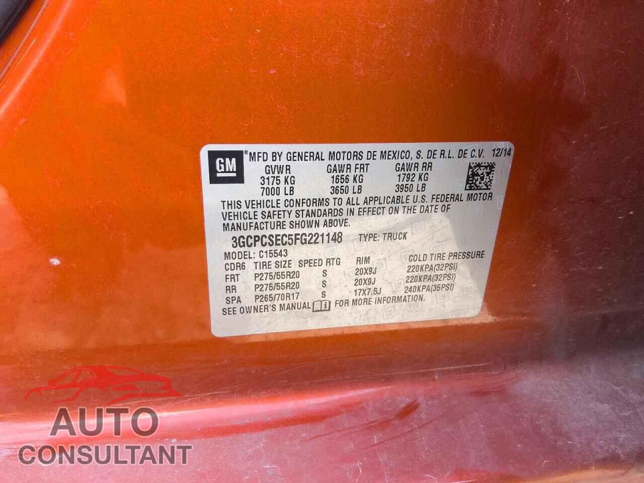 CHEVROLET SILVERADO 2015 - 3GCPCSEC5FG221148