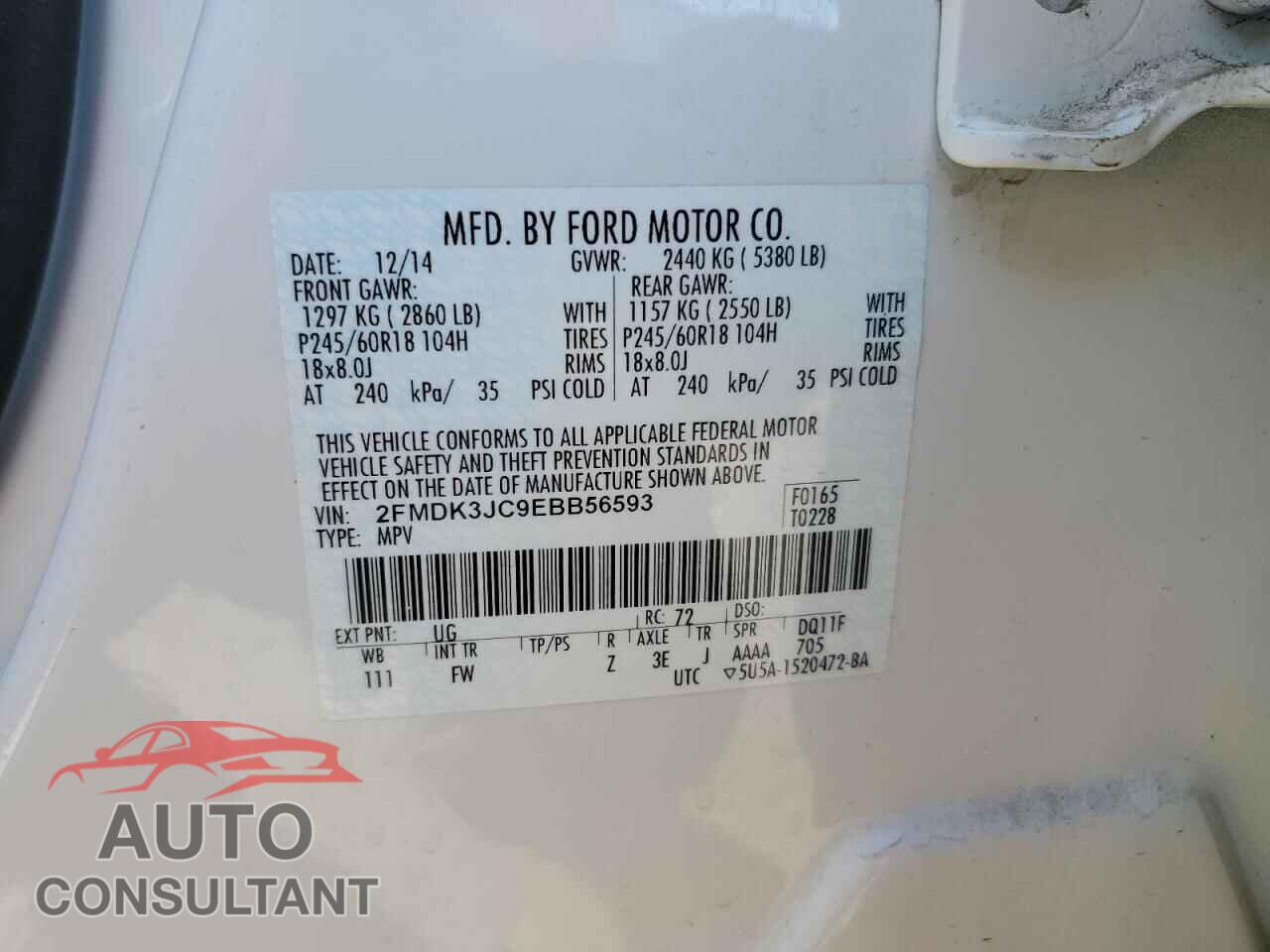 FORD EDGE 2014 - 2FMDK3JC9EBB56593