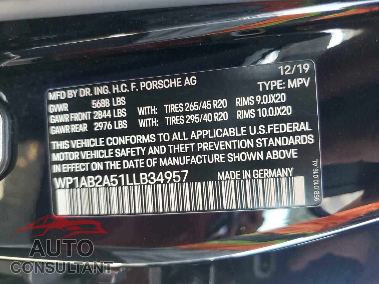 PORSCHE MACAN 2020 - WP1AB2A51LLB34957