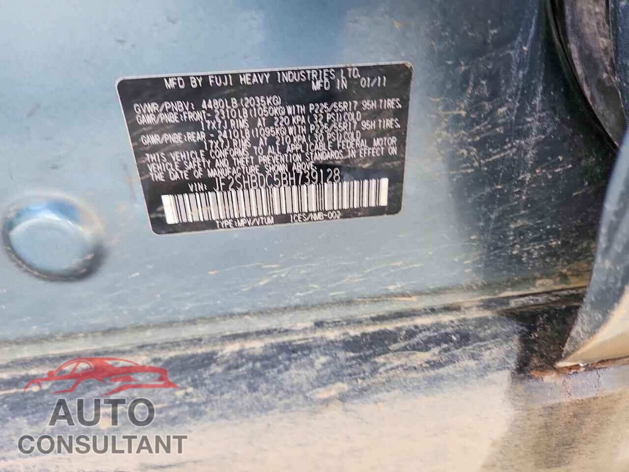 SUBARU FORESTER 2011 - JF2SHBDC5BH739128