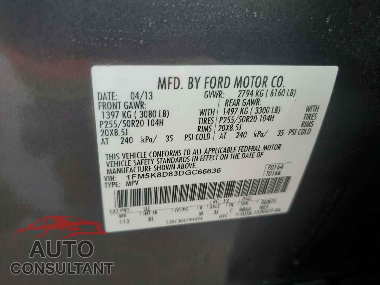 FORD EXPLORER 2013 - 1FM5K8D83DGC66636