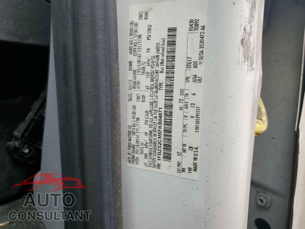 FORD TRANSIT 2015 - 1FBZX2CM5FKB04871