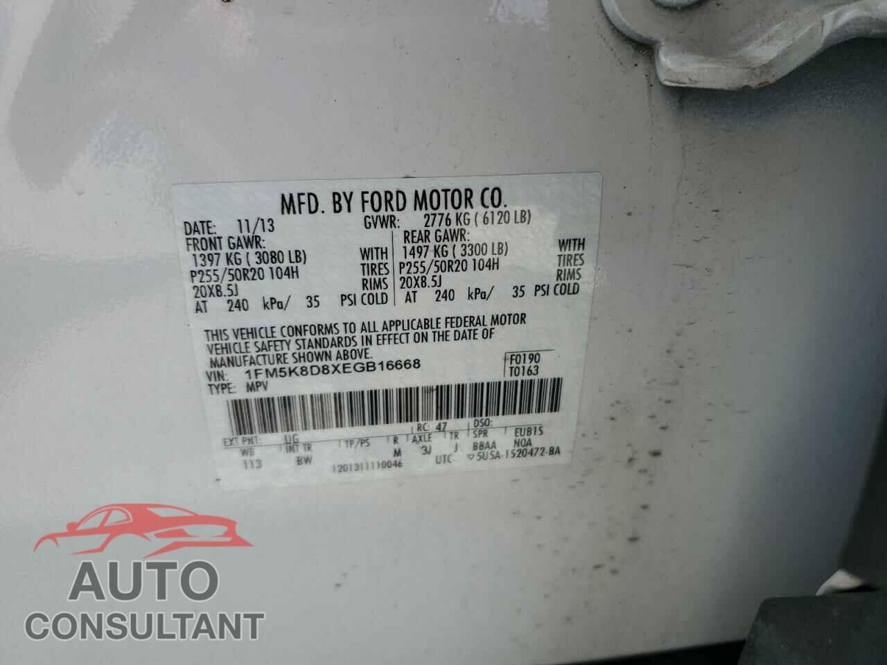 FORD EXPLORER 2014 - 1FM5K8D8XEGB16668