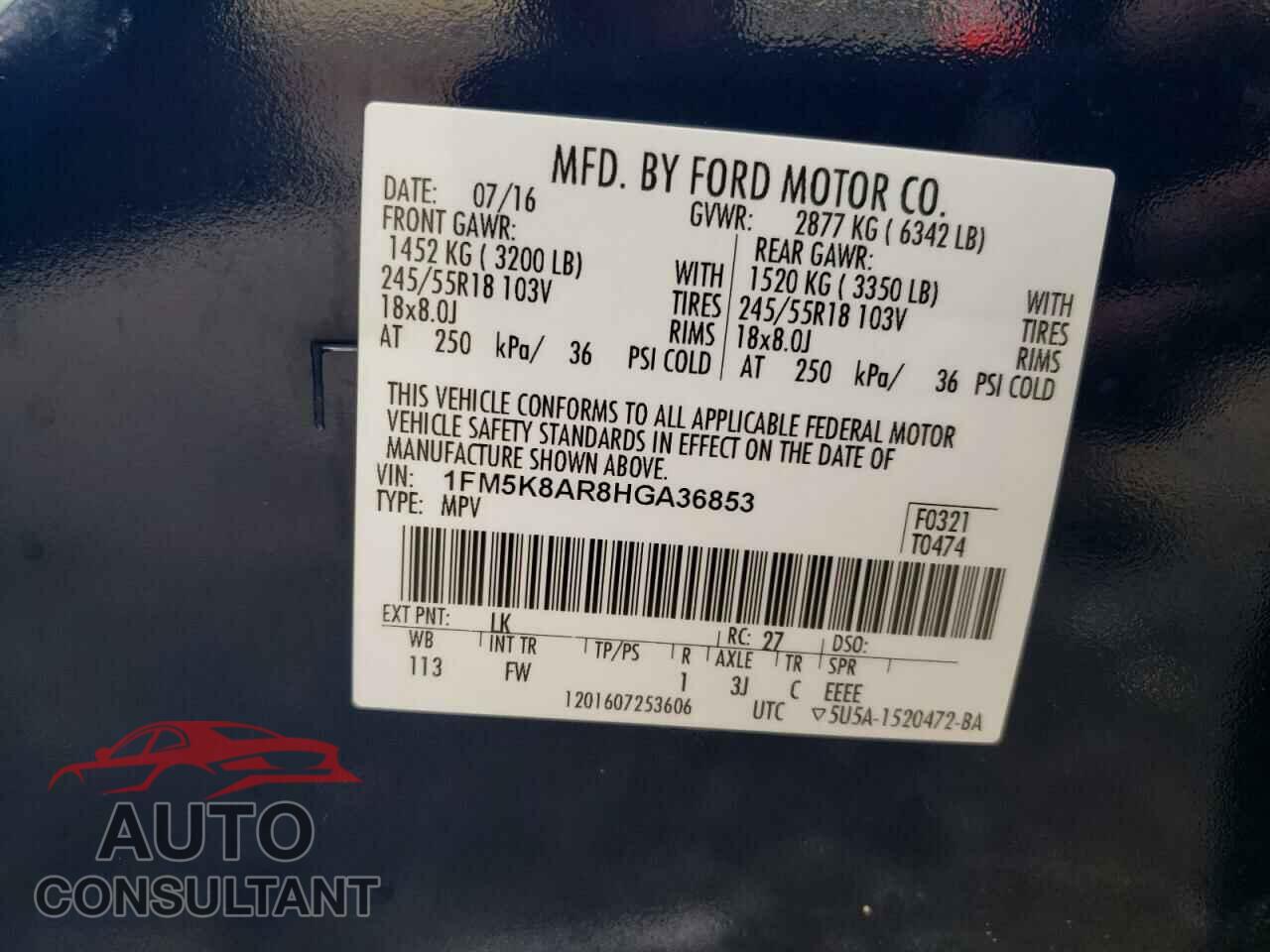 FORD EXPLORER 2017 - 1FM5K8AR8HGA36853