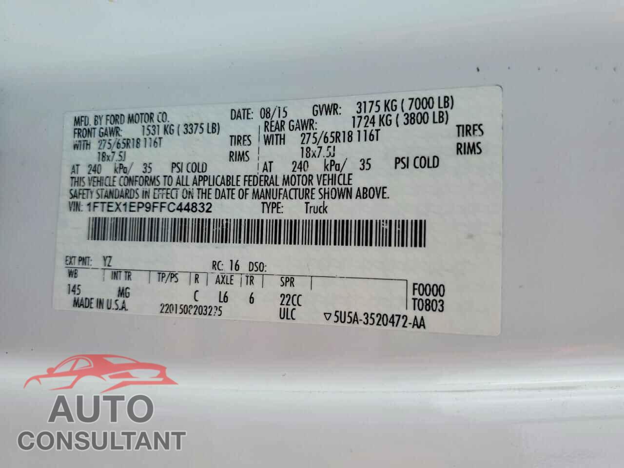 FORD F150 2015 - 1FTEX1EP9FFC44832