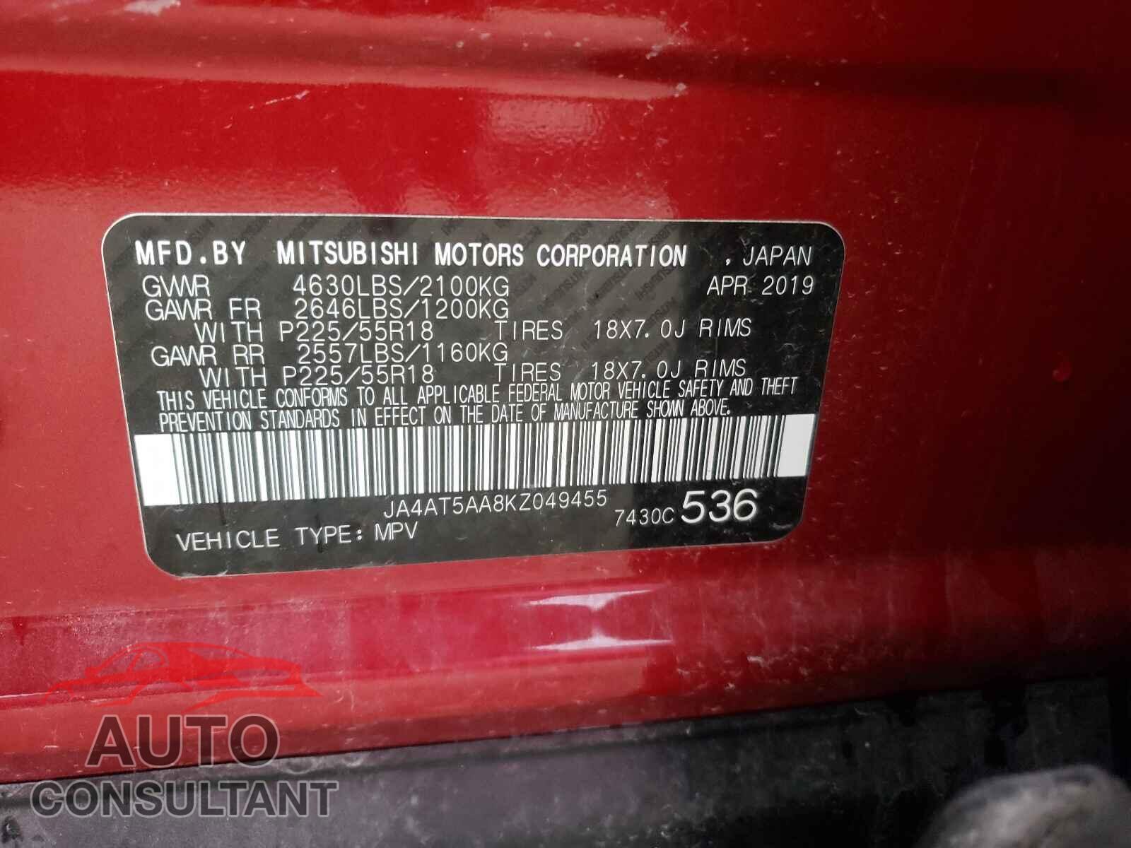MITSUBISHI ECLIPSE 2019 - JA4AT5AA8KZ049455