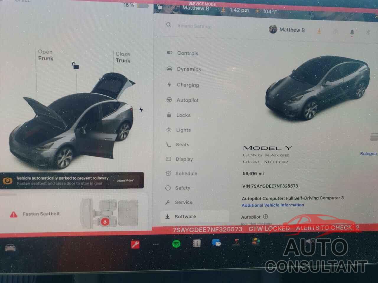TESLA MODEL Y 2022 - 7SAYGDEE7NF325573