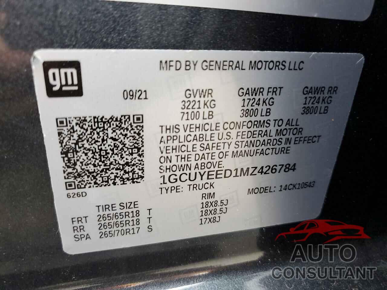 CHEVROLET ALL Models 2021 - 1GCUYEED1MZ426784