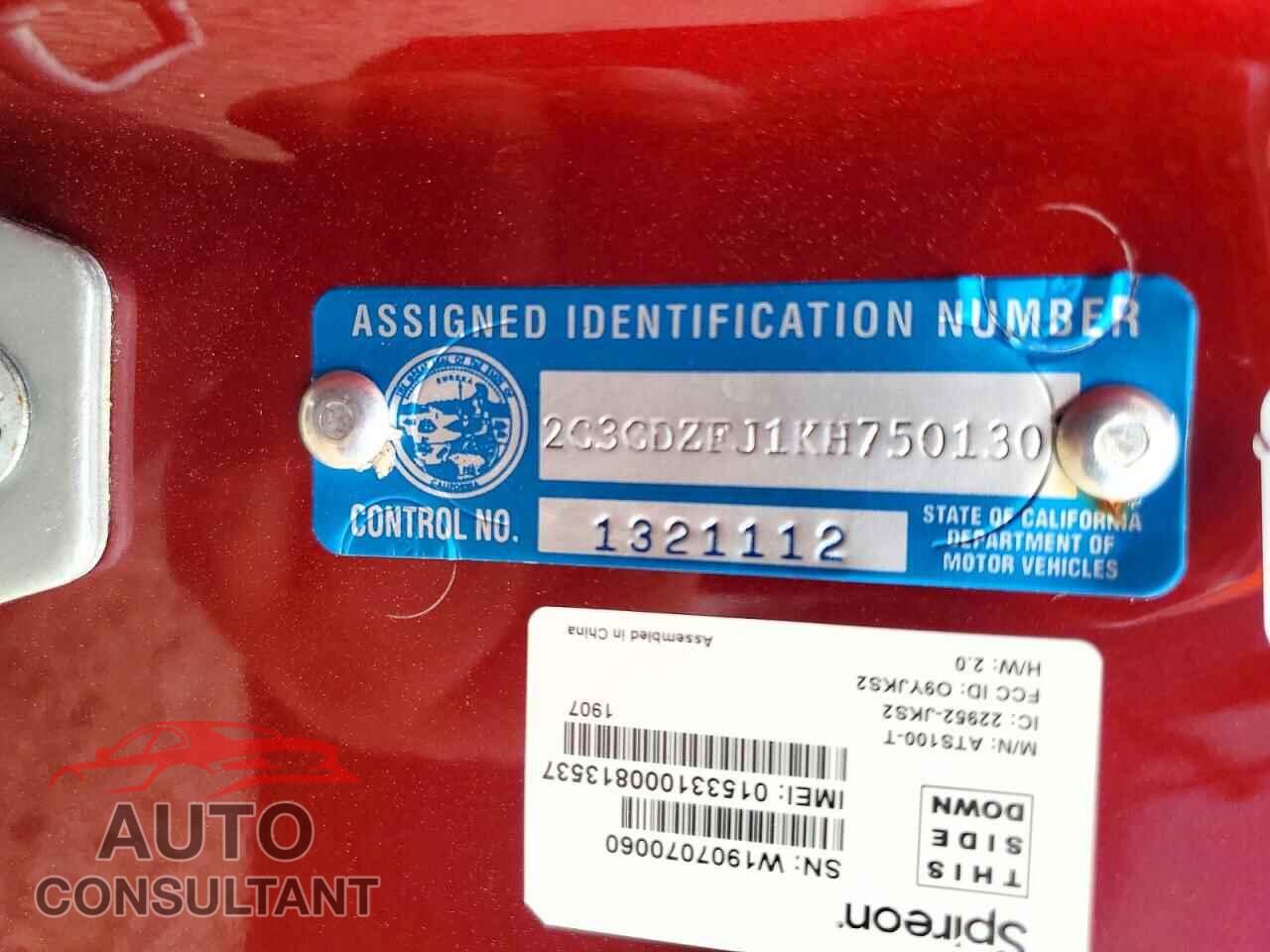 DODGE CHALLENGER 2019 - 2C3CDZFJ1KH750130
