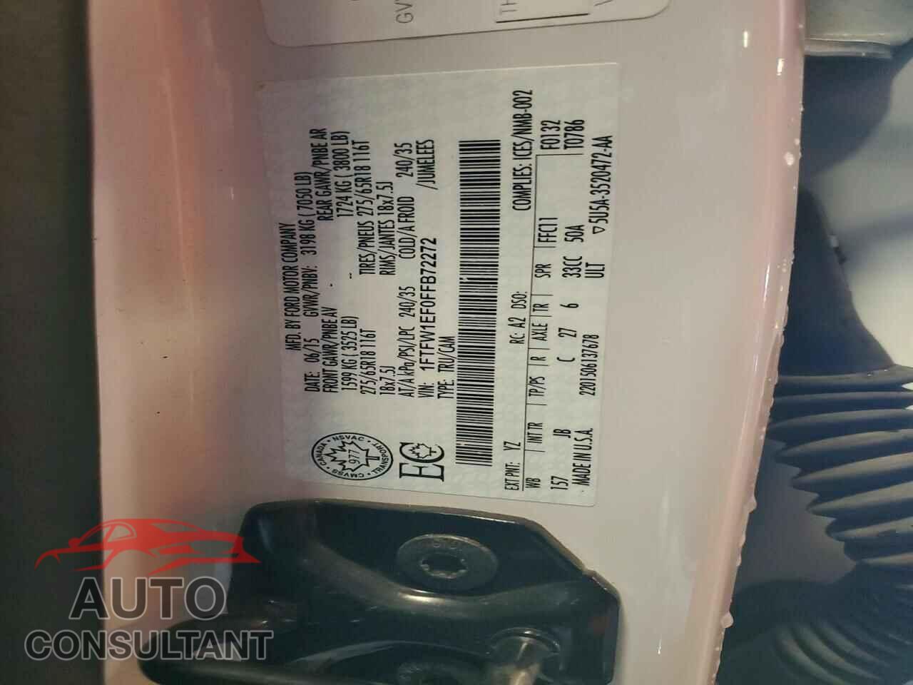 FORD F150 2015 - 1FTFW1EF0FFB72272