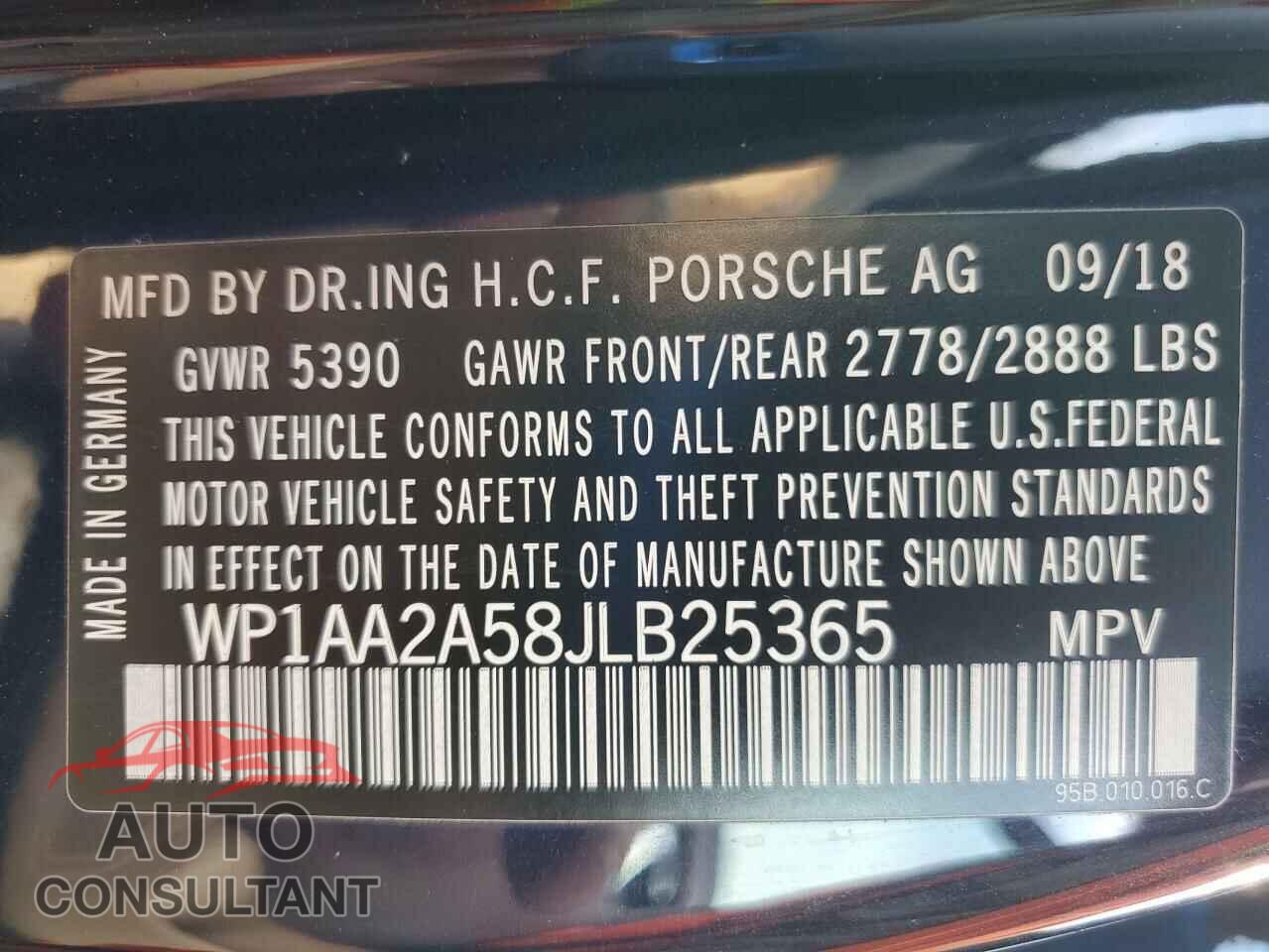 PORSCHE MACAN 2018 - WP1AA2A58JLB25365