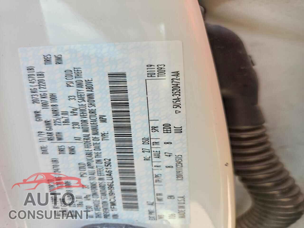 FORD ESCAPE 2020 - 1FMCU9H96LUA61502