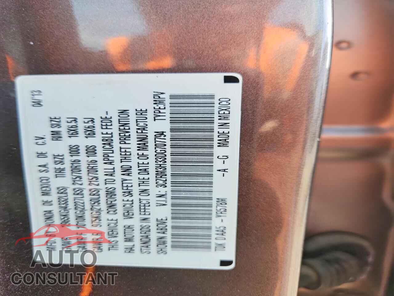 HONDA CRV 2013 - 3CZRM3H33DG707794
