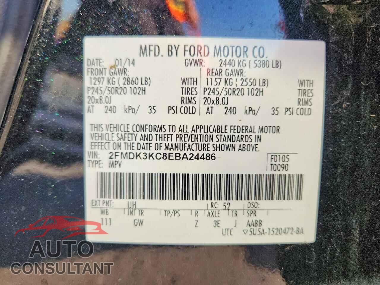 FORD EDGE 2014 - 2FMDK3KC8EBA24486