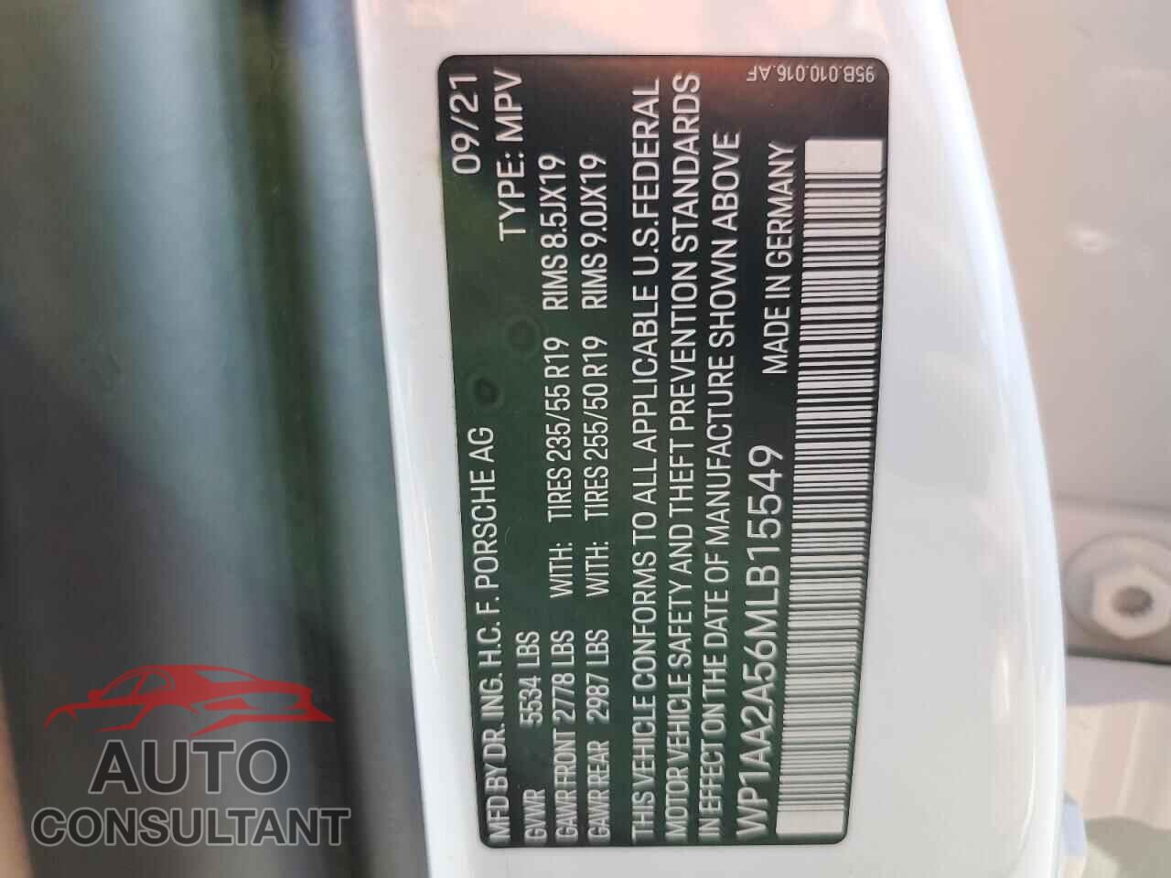 PORSCHE MACAN 2021 - WP1AA2A56MLB15549