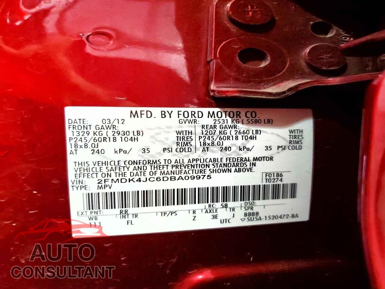FORD EDGE 2013 - 2FMDK4JC6DBA09975