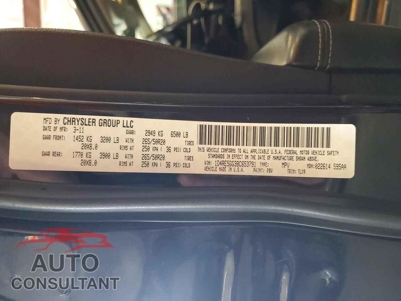DODGE DURANGO 2011 - 1D4RE5GG3BC653791