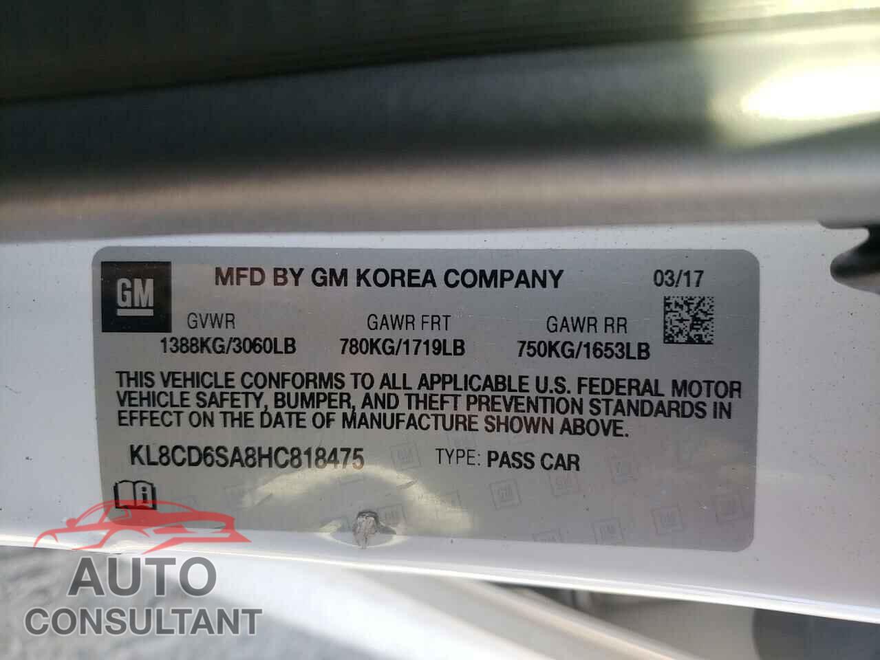 CHEVROLET SPARK 2017 - KL8CD6SA8HC818475