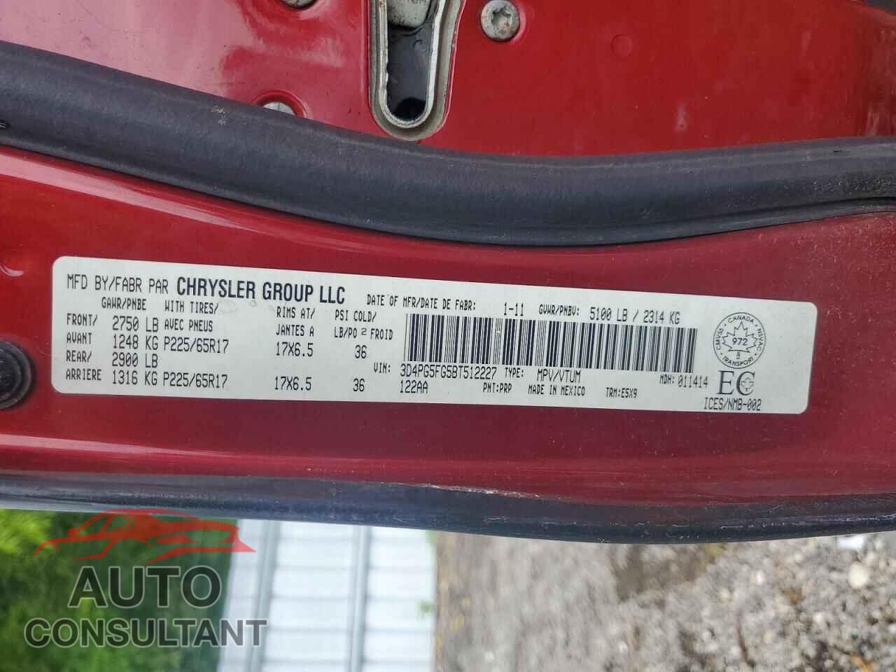 DODGE JOURNEY 2011 - 3D4PG5FG5BT512227