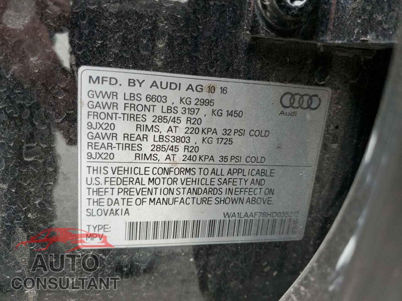 AUDI Q7 2017 - WA1LAAF78HD035212