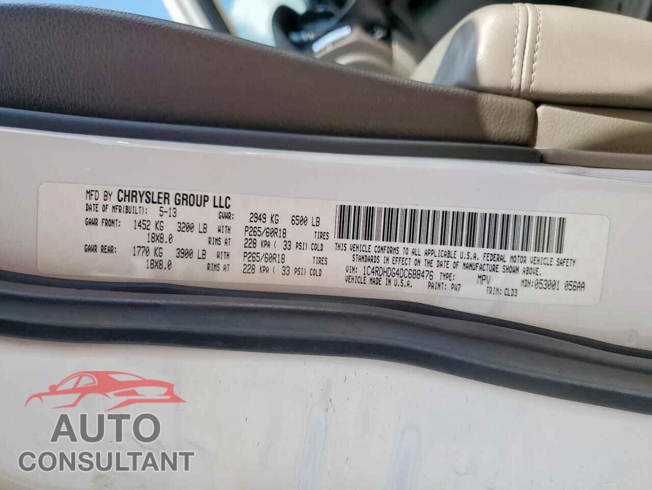 DODGE DURANGO 2013 - 1C4RDHDG4DC688476