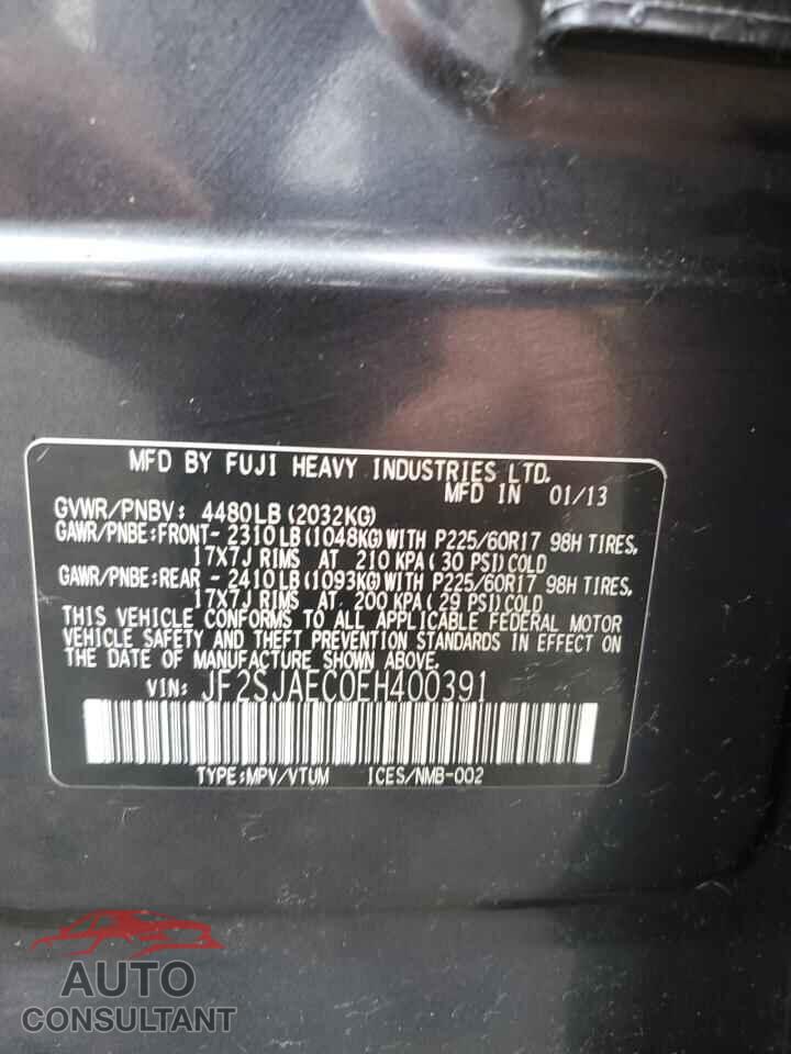 SUBARU FORESTER 2014 - JF2SJAEC0EH400391