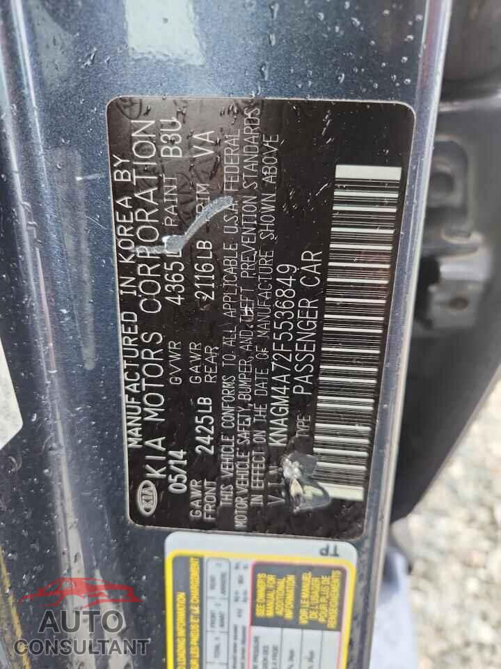 KIA OPTIMA 2015 - KNAGM4A72F5536849
