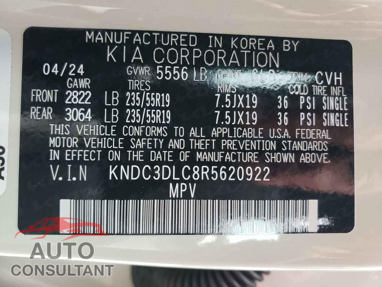KIA EV6 LIGHT 2024 - KNDC3DLC8R5620922