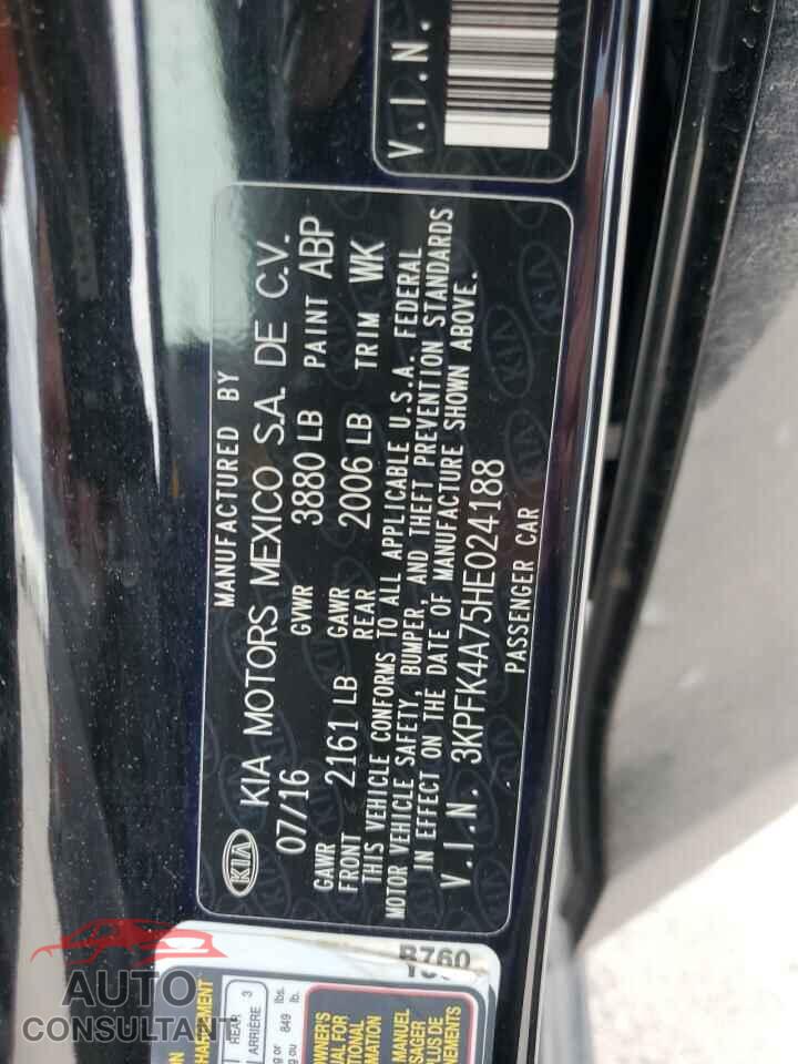 KIA FORTE 2017 - 3KPFK4A75HE024188