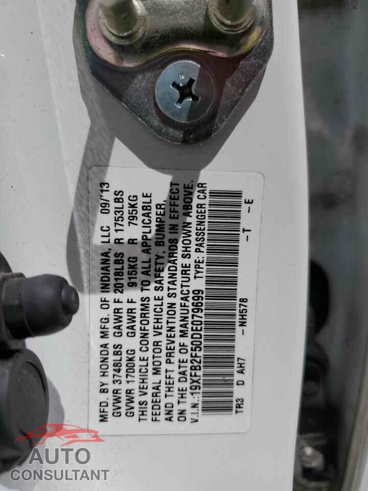 HONDA CIVIC 2013 - 19XFB2F50DE079699