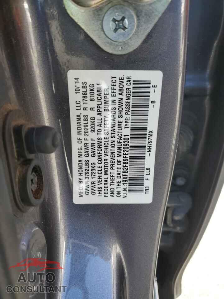 HONDA CIVIC 2015 - 19XFB2F89FE209301